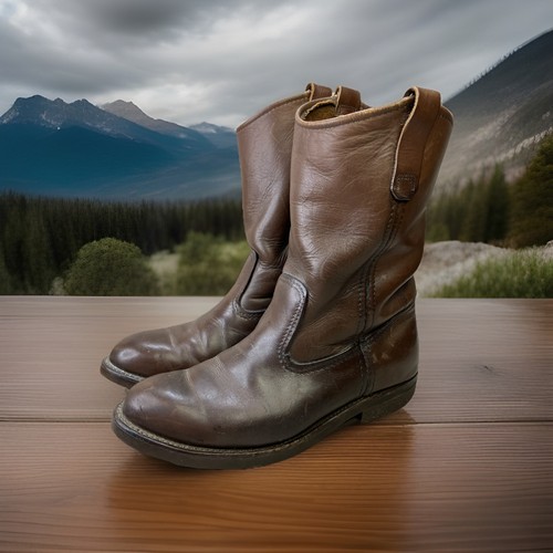 Red wing pull boots - wing, on